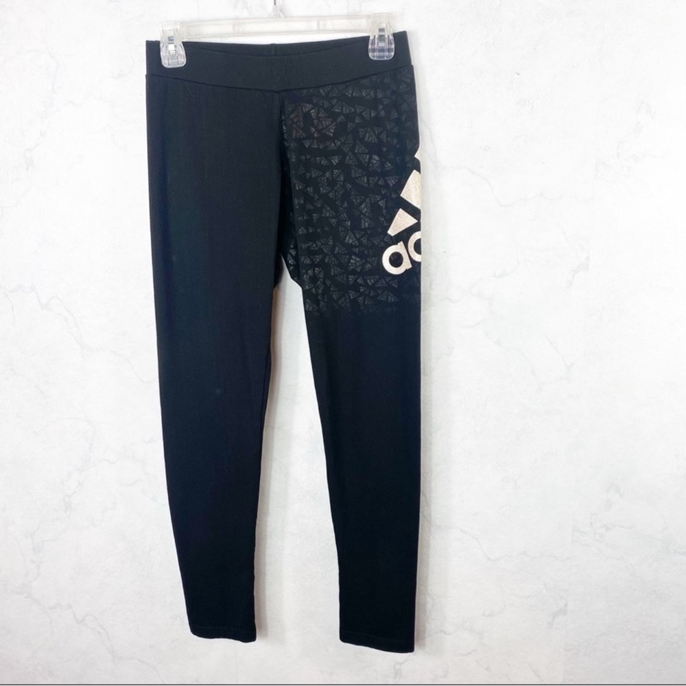 adidas Kids Black Leggings with White Logo